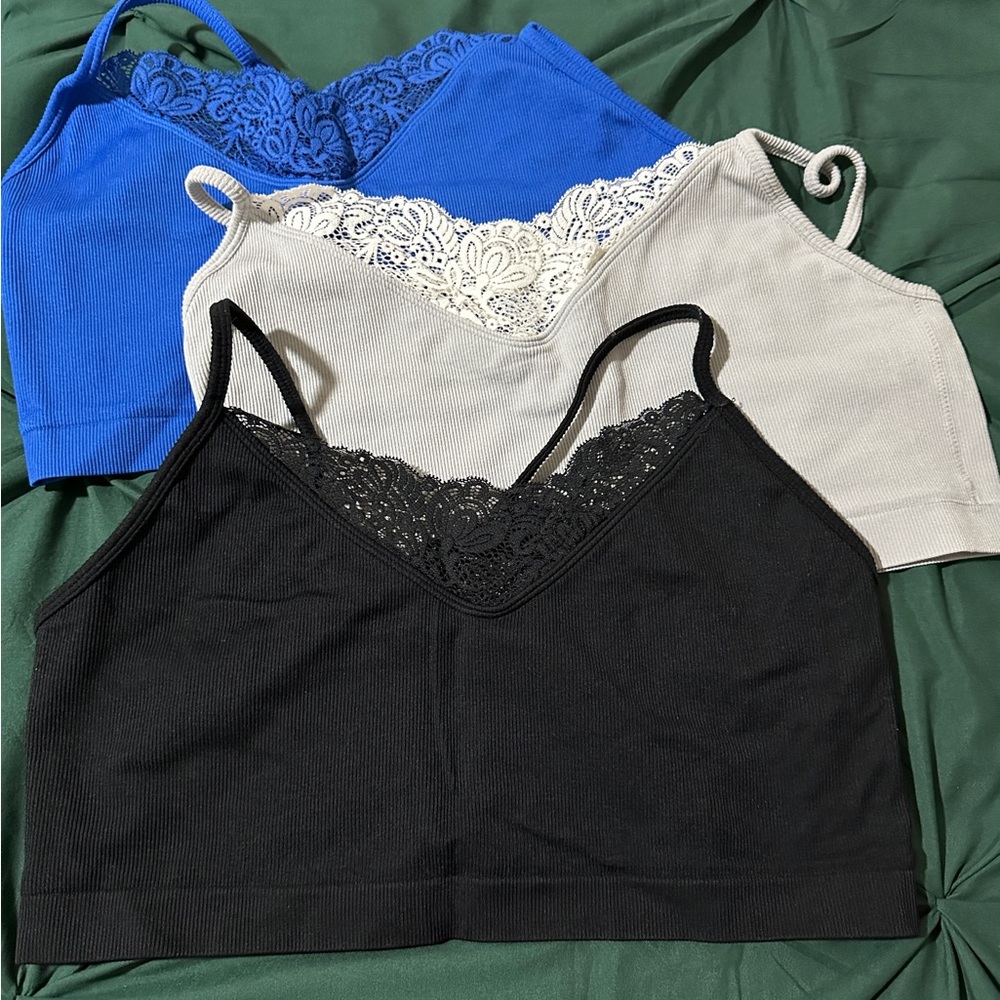 Auden Lace Trim Bralette Set in Black and Gray